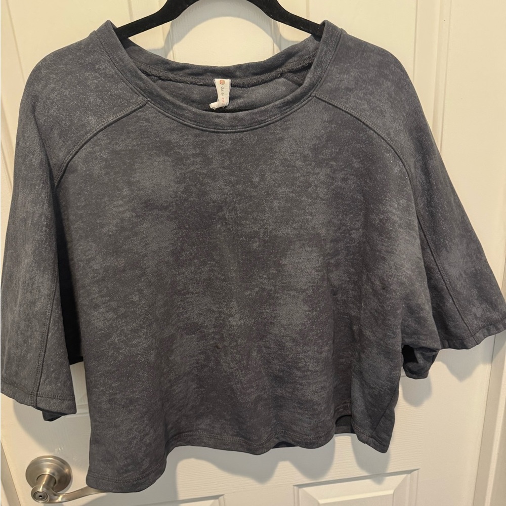 Anthropologie Women's Short Sleeve Washed Slate Gray Tee